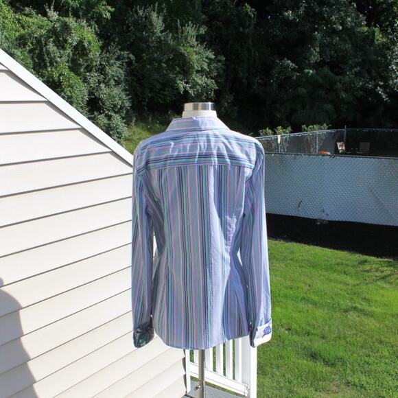 Tahari Women's Striped Paisley Elaine Shirt Casual Button Down Size L - Picture 16 of 16